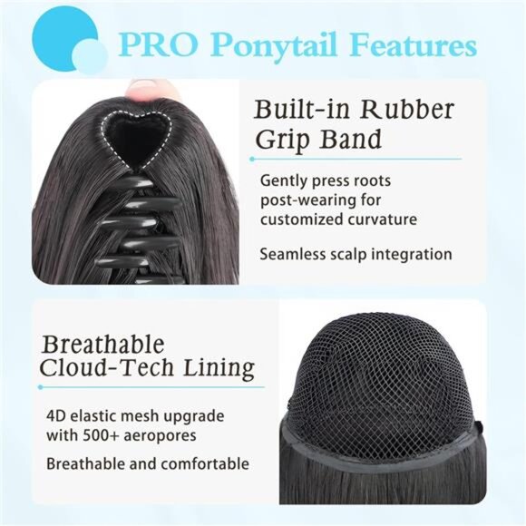 Claw Clip Ponytail Extension Ombre Blonde 12" Short - Picture 4 of 6